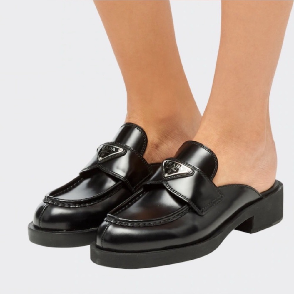 Prada Brushed Leather Mules